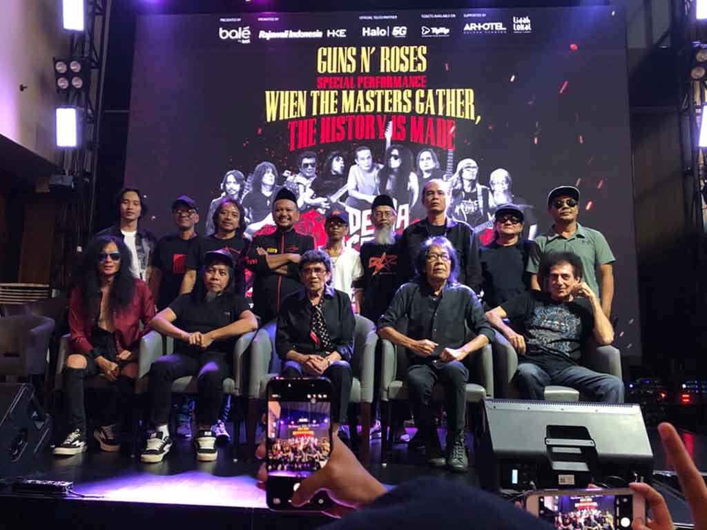 Suasana konferensi pers 9 Dewa Gitar opener konser Guns N' Roses di Jakarta 2026. (Foto: Prastira)